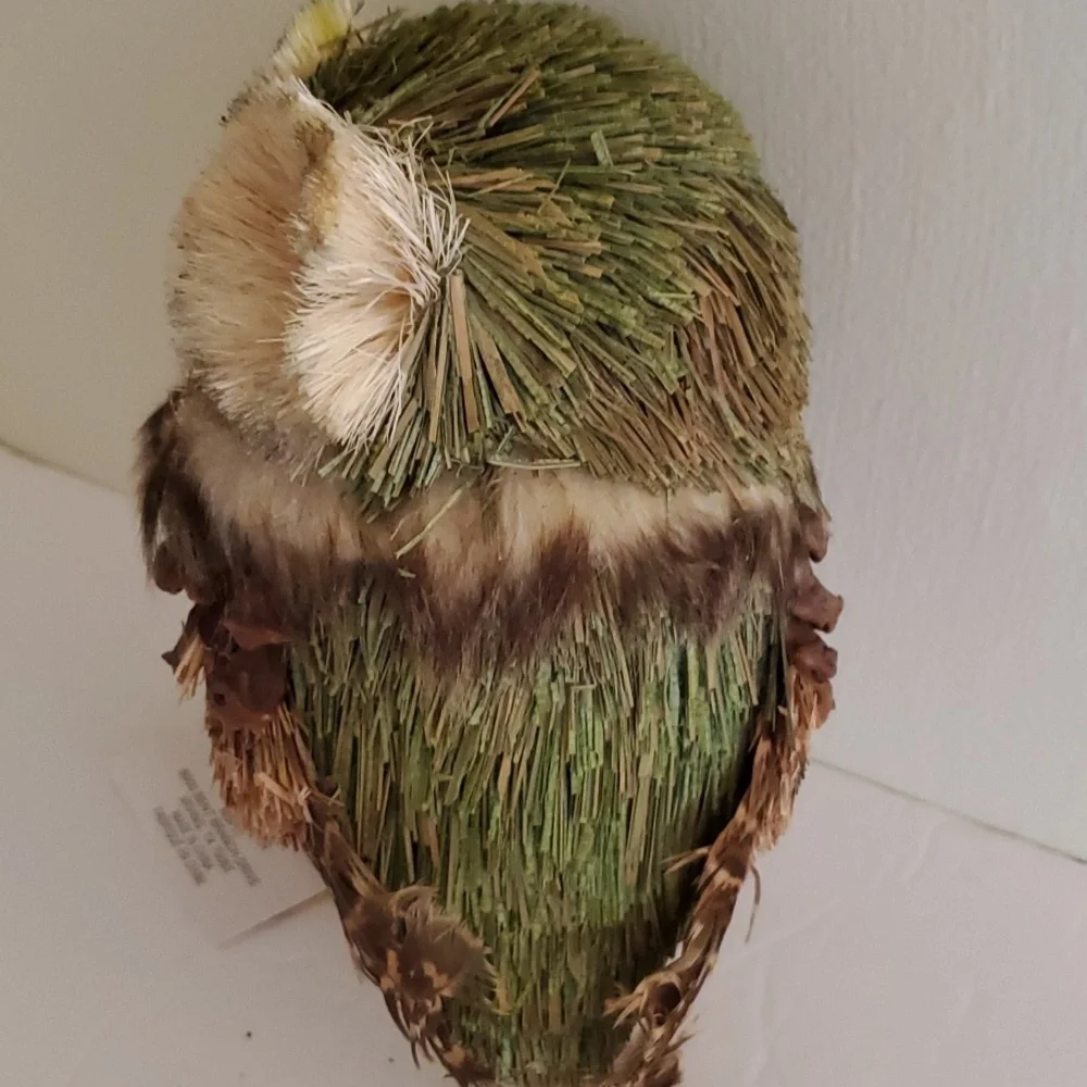 Fall Feathered Straw Animal Owl 8" - Picture 2 of 5